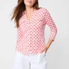 Best J. McLaughlin Brynn Linen Shirt In Gingko Mosaic White/Orange/Hot Pink