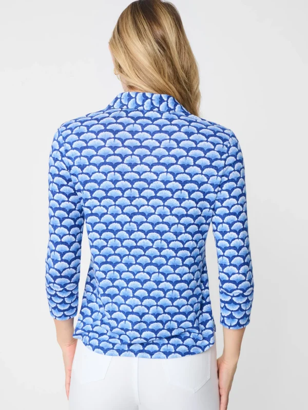 Hot J. McLaughlin Brynn Linen Shirt In Gingko Mosaic Navy/Blue