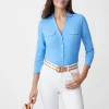 Fashion J. McLaughlin Brynn Lyford Jersey Shirt Azure Blue