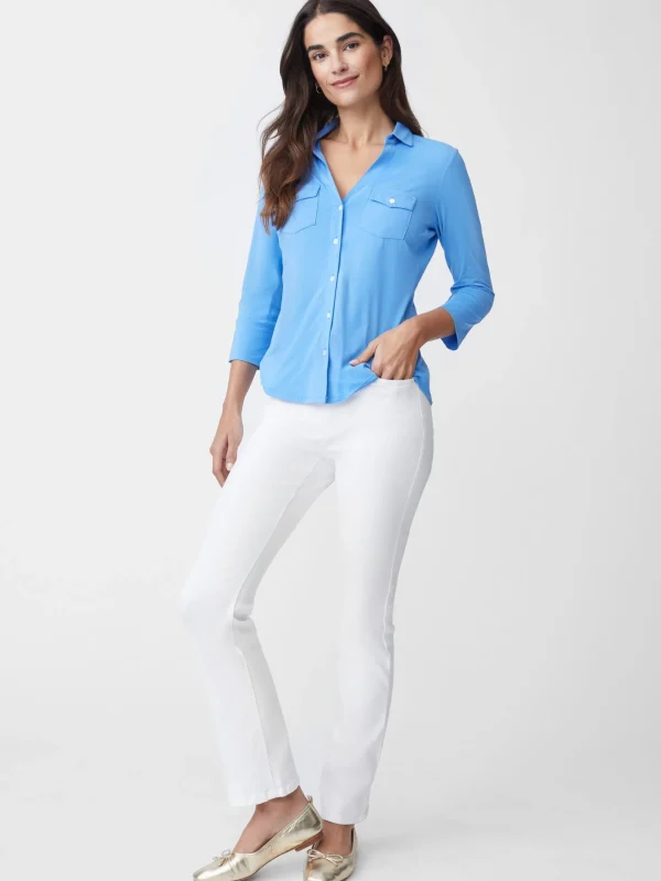 Fashion J. McLaughlin Brynn Lyford Jersey Shirt Azure Blue