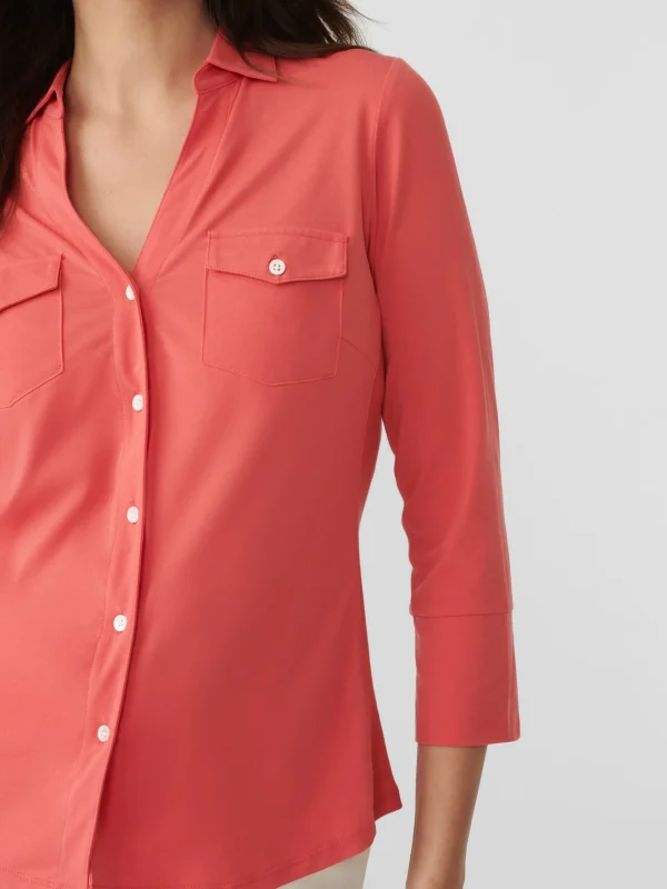 Cheap J. McLaughlin Brynn Lyford Jersey Shirt Deep Coral