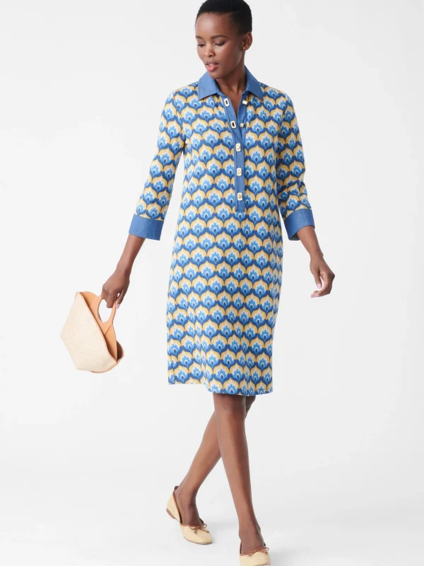 Best Sale J. McLaughlin Bryony Dress In Mod Squad Denim/Gold