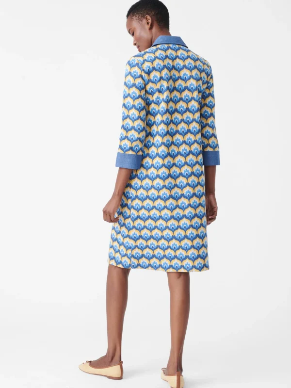 Best Sale J. McLaughlin Bryony Dress In Mod Squad Denim/Gold