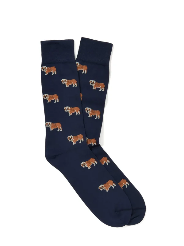 Shop J. McLaughlin Bulldog Socks Navy/Tan/White