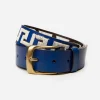 Online J. McLaughlin Caerus Leather Belt In Greek Key Denim/Off White