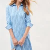 Clearance J. McLaughlin Cagney Dress In Chevron Charade Light Blue/Blue