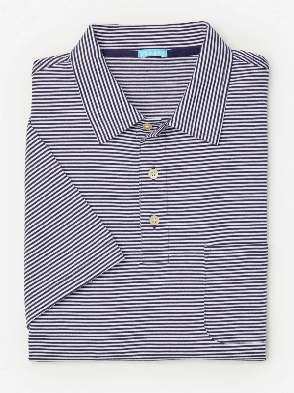 Sale J. McLaughlin Callahan Cotton Polo In Stripe Abyss Blue/White