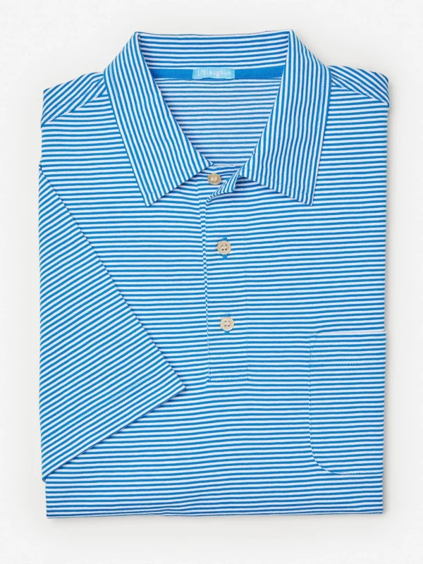 Online J. McLaughlin Callahan Cotton Polo In Stripe French Blue/White