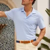 Flash Sale J. McLaughlin Callahan Cotton Polo In Stripe New Wedgewood/White