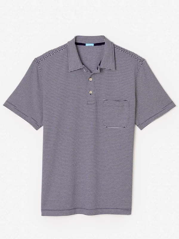 Sale J. McLaughlin Callahan Cotton Polo In Stripe Abyss Blue/White