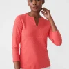 Shop J. McLaughlin Carly Top In Fernwood Geo Jacquard Deep Coral