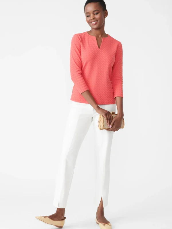 Shop J. McLaughlin Carly Top In Fernwood Geo Jacquard Deep Coral