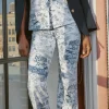 Best J. McLaughlin Carmel Pants In Chinoiserie Toile Off White/Denim Blue