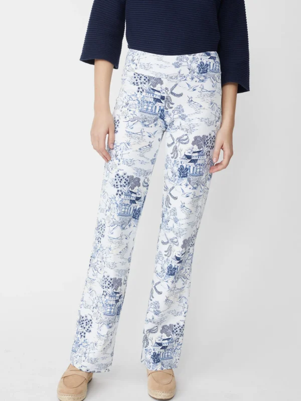 Best J. McLaughlin Carmel Pants In Chinoiserie Toile Off White/Denim Blue