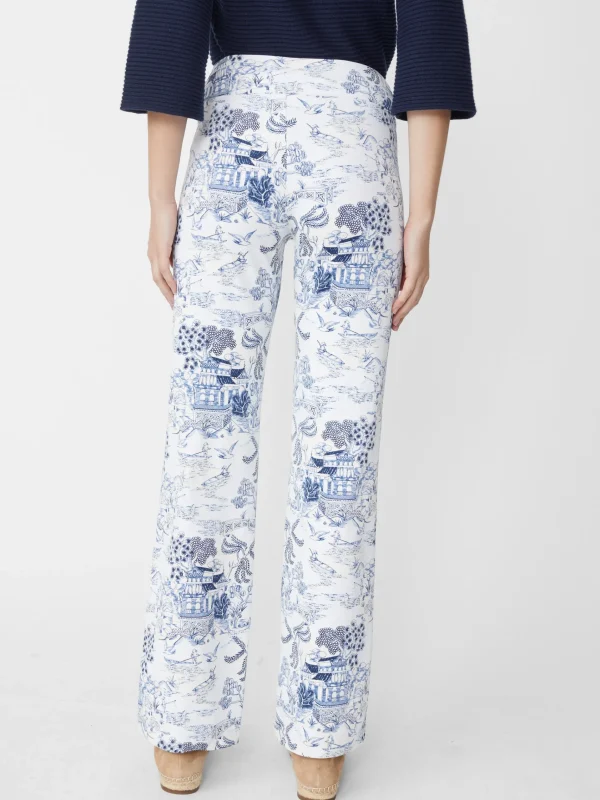 Best J. McLaughlin Carmel Pants In Chinoiserie Toile Off White/Denim Blue