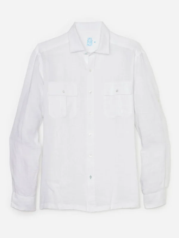 Sale J. McLaughlin Christos Classic Fit Linen Shirt white