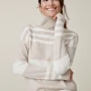 Cheap J. McLaughlin Clara Cashmere Turtleneck In Stripe Heather Oatmeal/Off White