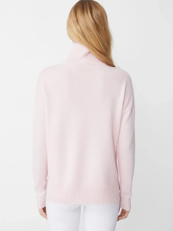 Fashion J. McLaughlin Clara Cashmere Turtleneck Pink/White