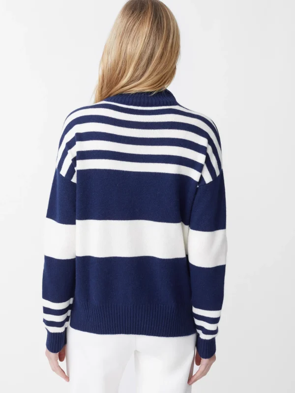 Cheap J. McLaughlin Clara Cashmere Turtleneck In Stripe Navy/Ivory