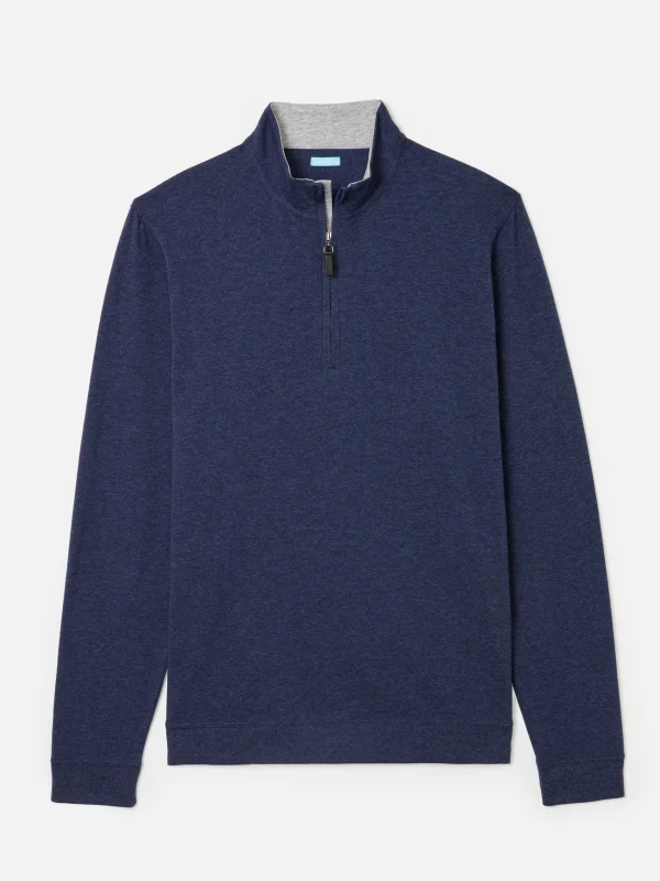 Cheap J. McLaughlin Clermont Cotton 1/4 Zip Heather Navy