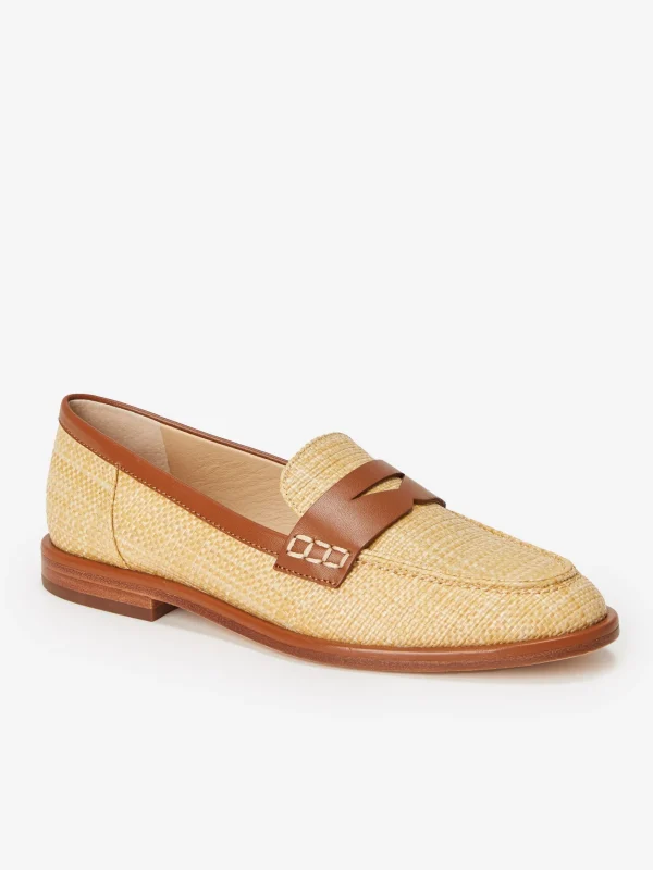 New J. McLaughlin Concetta Raffia Loafers Beachwood/Cognac