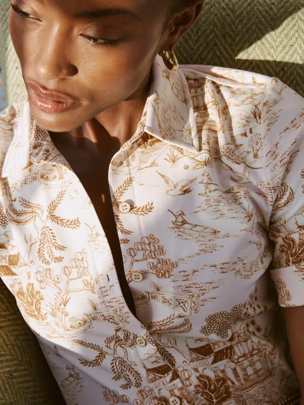 Clearance J. McLaughlin Cornelia Shirt In Chinoiserie Toile Pink/Brown