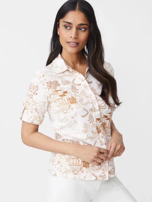 Clearance J. McLaughlin Cornelia Shirt In Chinoiserie Toile Pink/Brown