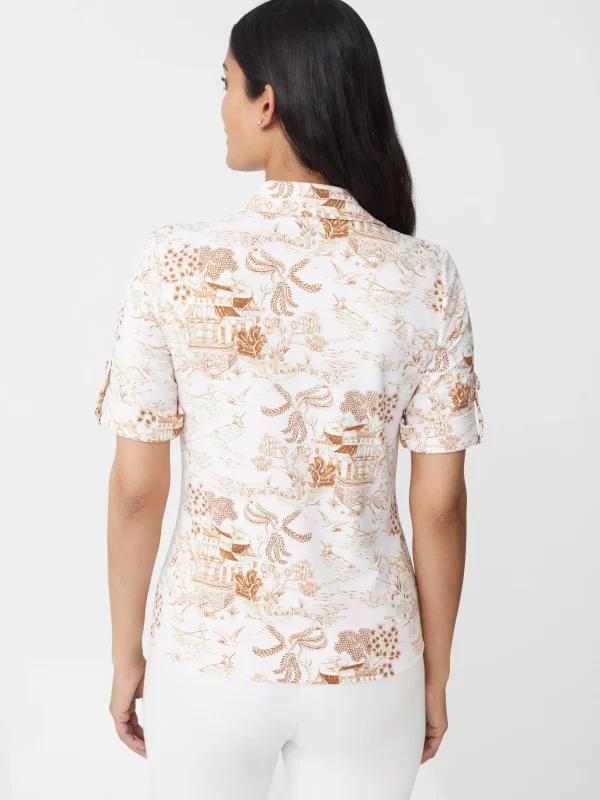 Clearance J. McLaughlin Cornelia Shirt In Chinoiserie Toile Pink/Brown