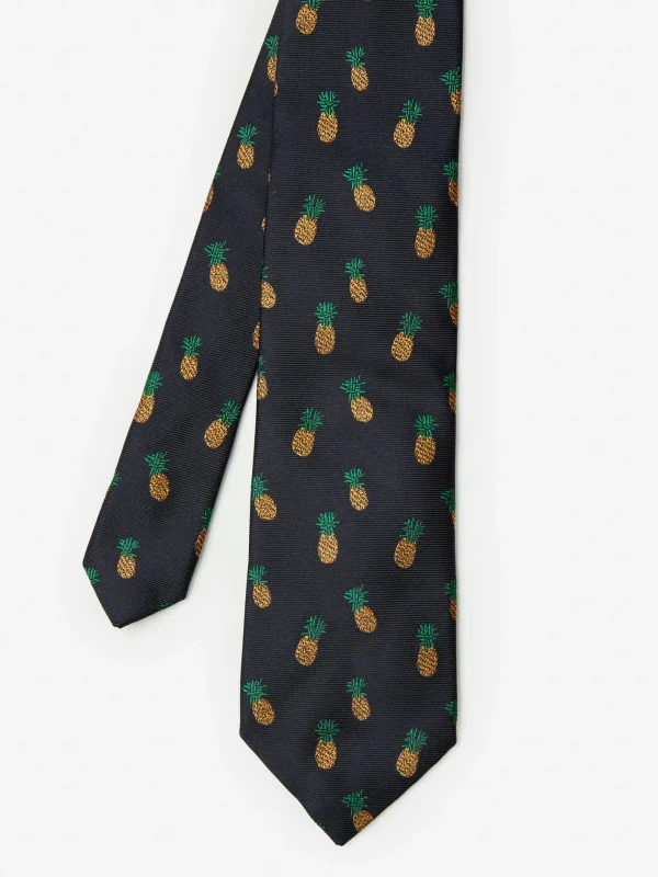 Best J. McLaughlin Cotton Silk Tie In Pineapple Navy