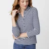 Flash Sale J. McLaughlin Court 3/4 Sleeve Polo In Stripe White/Navy