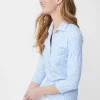 Sale J. McLaughlin Court 3/4 Sleeve Polo In Textured Ridge White/Blue