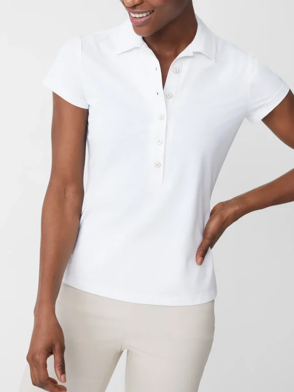 Hot J. McLaughlin Court Cap Sleeve Pique Polo White