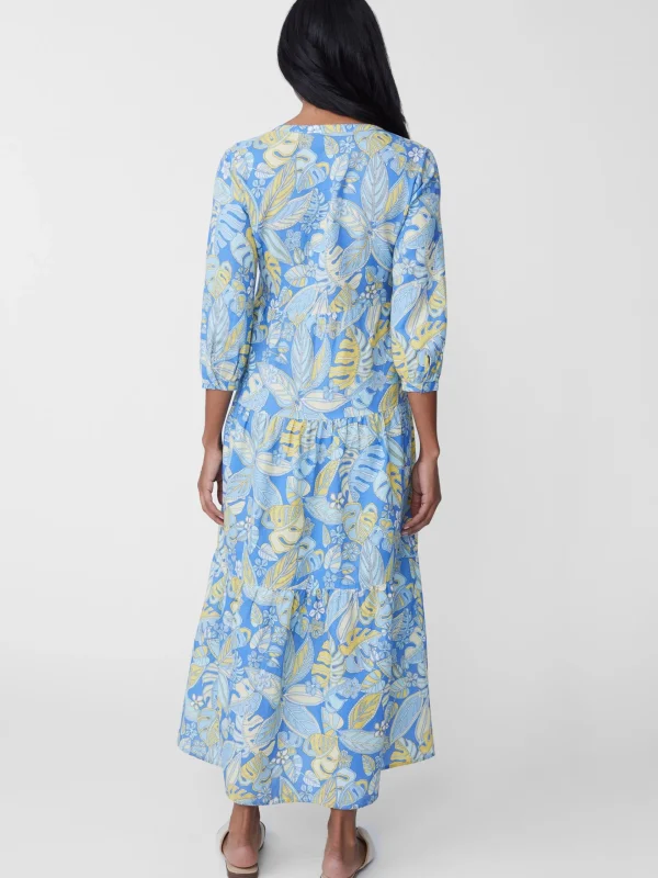 Online J. McLaughlin Cunningham Dress In Beach Bouquet Medium Blue/Blue/Yellow