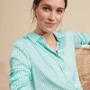 Best J. McLaughlin Denver Silk Shirt In Stripe Aqua/White