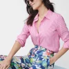 Online J. McLaughlin Denver Silk Shirt In Stripe Fuchsia/White