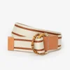 Best Sale J. McLaughlin Dockside Belt In Stripe Off White/Light Brown