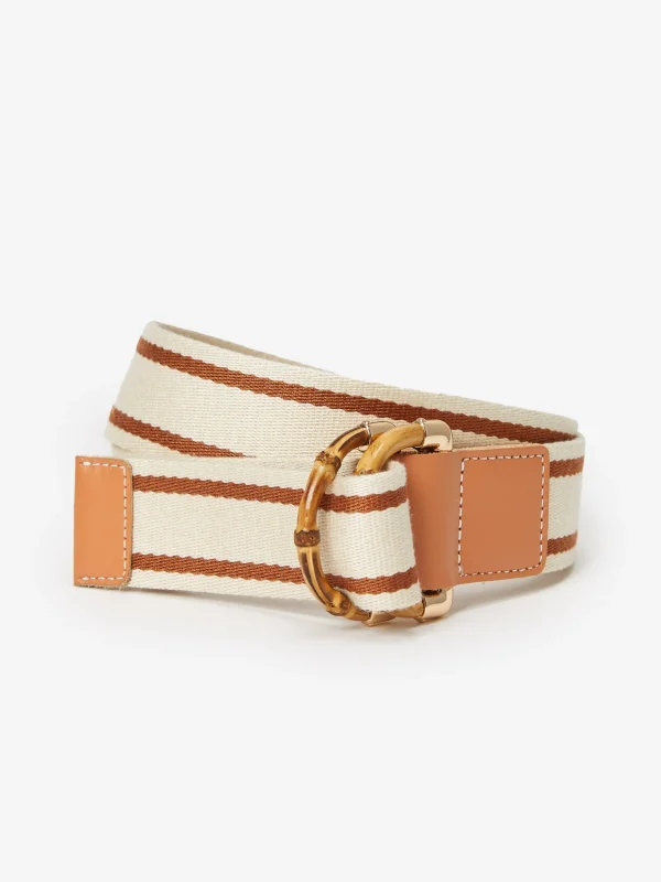 Best Sale J. McLaughlin Dockside Belt In Stripe Off White/Light Brown