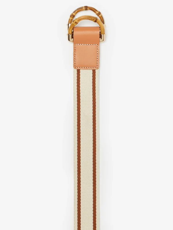 Best Sale J. McLaughlin Dockside Belt In Stripe Off White/Light Brown