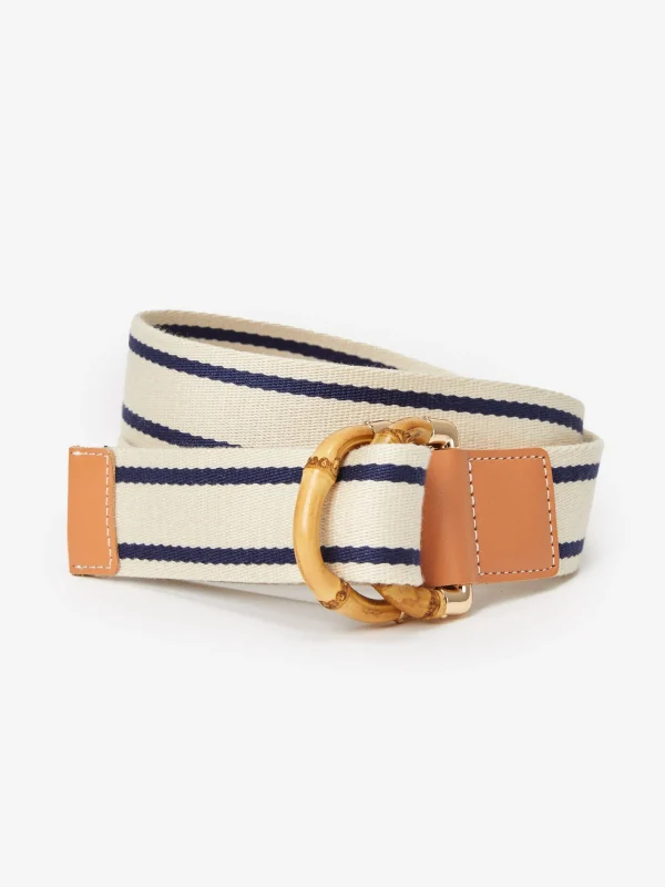 Best J. McLaughlin Dockside Belt In Stripe Off White/Navy