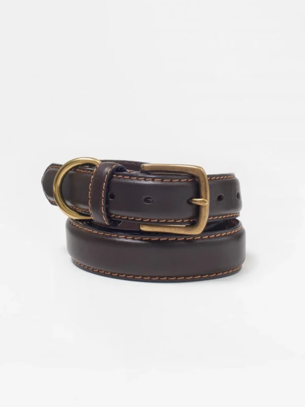 Shop J. McLaughlin Dome Leather Belt DarkBrown