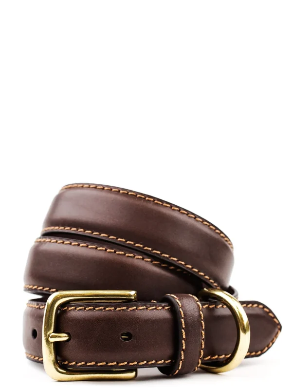 Shop J. McLaughlin Dome Leather Belt DarkBrown