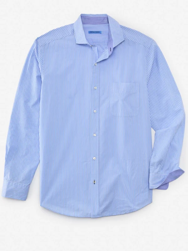 Hot J. McLaughlin Drummond Classic Fit Shirt In Stripe Blue/White