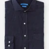 Best Sale J. McLaughlin Drummond Modern Fit Linen Shirt Navy