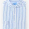 Discount J. McLaughlin Drummond Modern Fit Linen Shirt In Bengal Stripe White/Blue