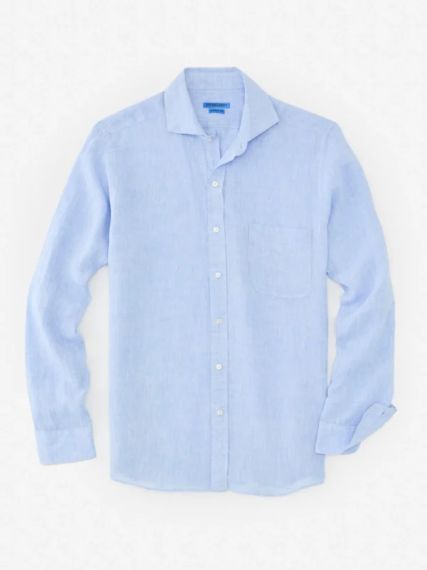 Sale J. McLaughlin Drummond Modern Fit Linen Shirt Light Denim Blue