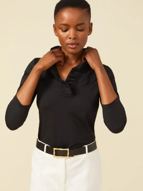 New J. McLaughlin Durham Ruffle Top Black