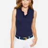 New J. McLaughlin Durham Sleeveless Ruffle Top Winter Navy