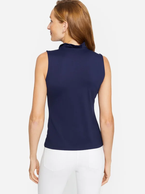 New J. McLaughlin Durham Sleeveless Ruffle Top Winter Navy