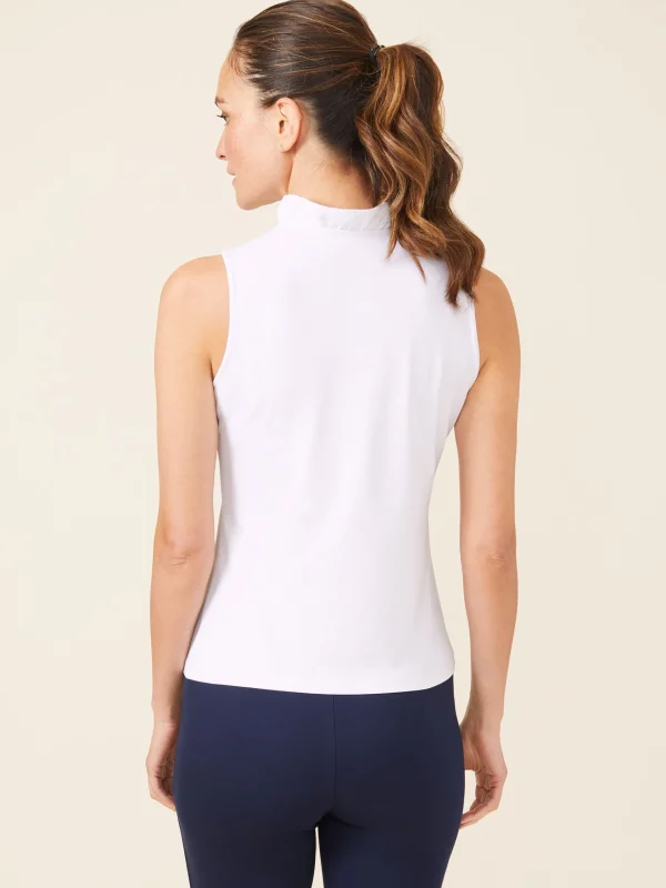 Store J. McLaughlin Durham Sleeveless Ruffle Top White