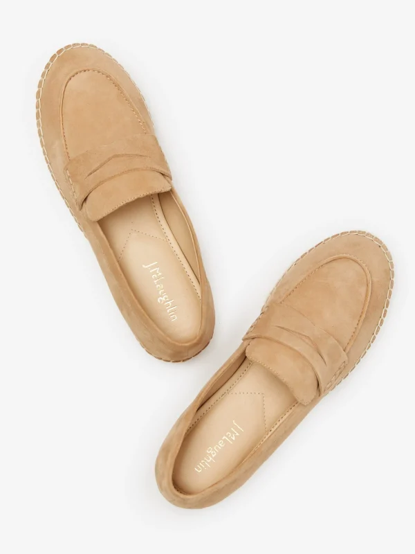 Best Sale J. McLaughlin Edalene Suede Espadrille Loafers Golden Caramel